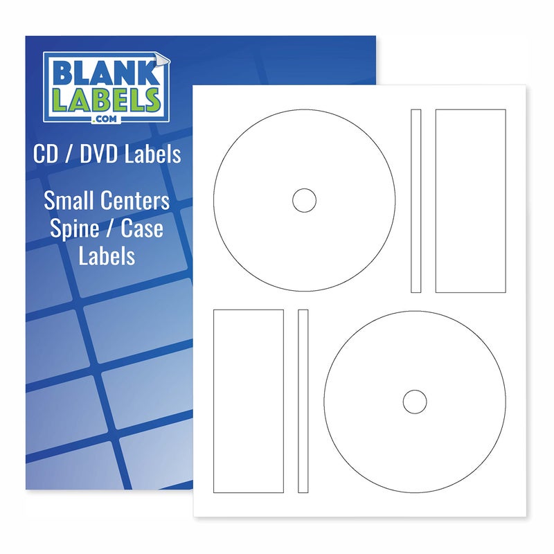 Blank Labels CD/DVD Labels - Memorex Full Face Compatible  Small Center Style - Permanent White Matte - Inkjet and Laser Guaranteed - Easy to Peel - Made in USA- 100 Sheets - 200 Disc Labels